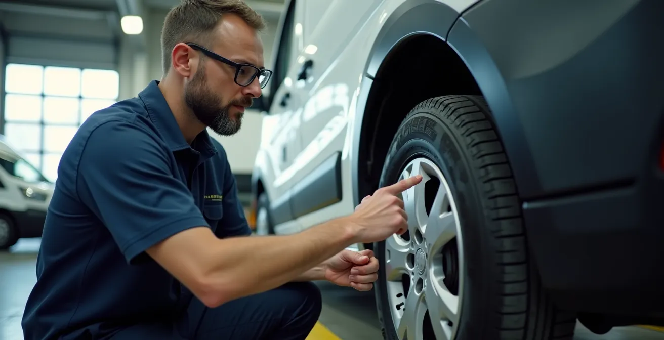 Vue latérale d'un pneu d'utilitaire électrique montrant la déformation sous couple élevé