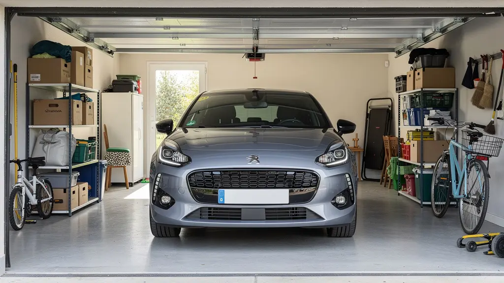 Voiture familiale garée dans un garage privatif sécurisé